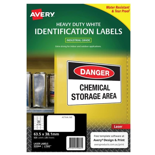 AVERY Heavy Duty Labels 63.5x38.1mm - Pack of 25's (L7060-25)