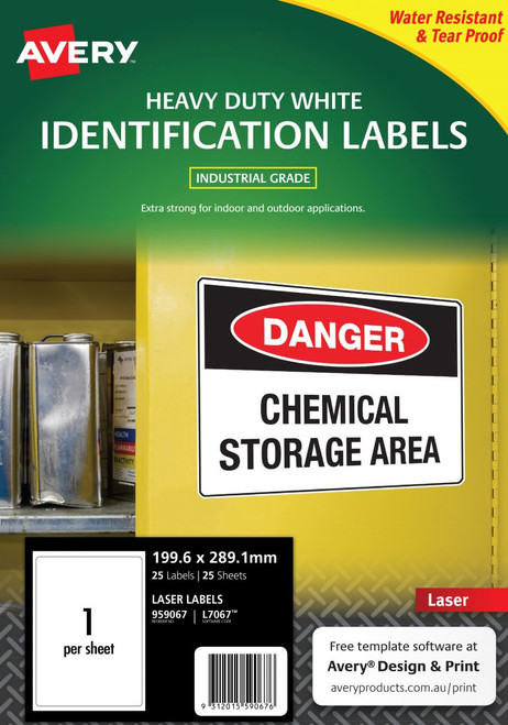 AVERY Heavy Duty Labels 199.6x289.1mm - Pack of 25's (L7067-25)