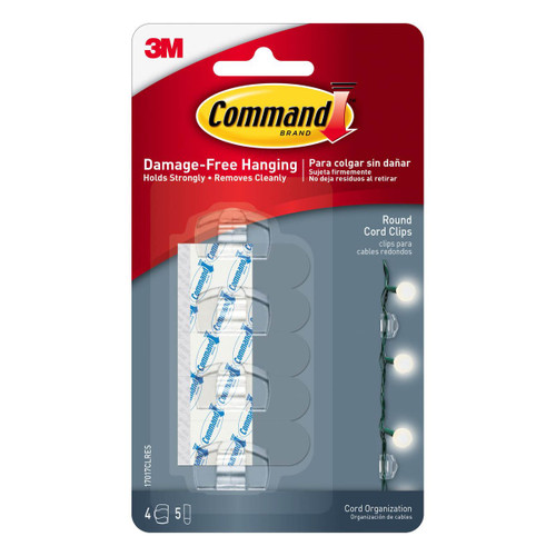 3M Command Clear Round Cord Clips with Clear Strips -Pack of 4's (17017CLR)