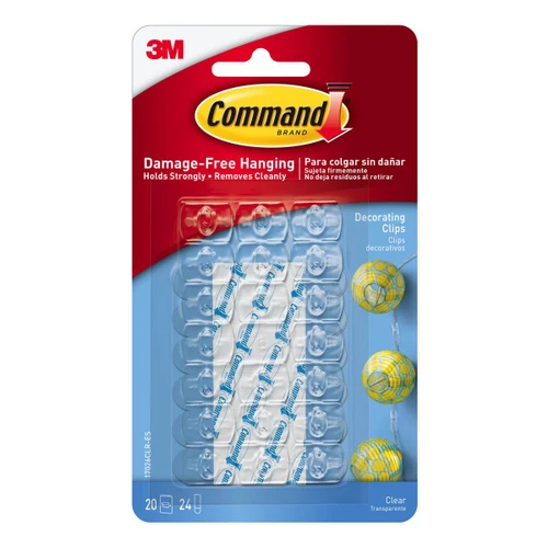 3M Command Clear Decorating Clips with Clear Strips - Pack of 20's (17026CLR)