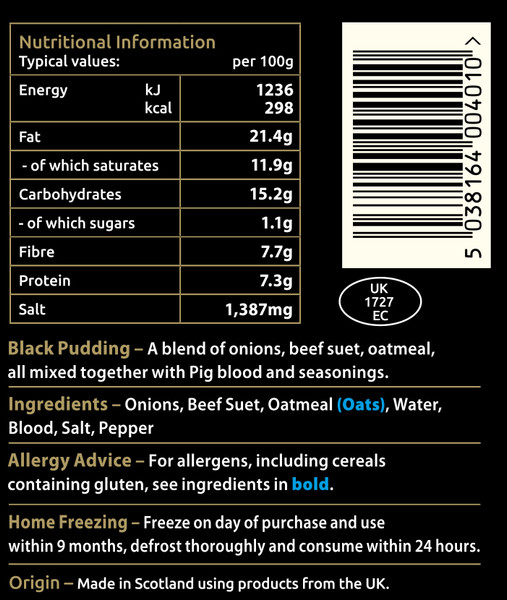 Traditional Scottish Black Pudding Grants of Speyside