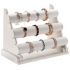 Polmart Detachable 3-Tier/Triple Bar Jewelry Display, White Leatherette (12-Pack)