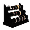 Polmart Detachable 3-Tier/Triple Bar Jewelry Display, Black Velvet (12-Pack)