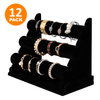 Polmart Detachable 3-Tier/Triple Bar Jewelry Display, Black Velvet (12-Pack)