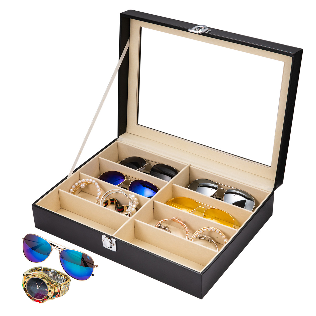 18 Slot Sunglasses Organizer for Women and Men, Eyeglass Storage Case with  Clear Lid for Multiple Pairs of Glasses (18.5 x 14.25 In) | Michaels