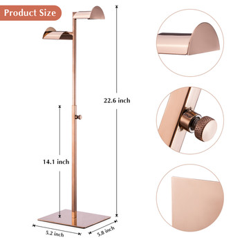 Countertop Adjustable Double Arm Handbag Purse Display Stand with Crescent Handles - Rose Gold (2 - Pack)