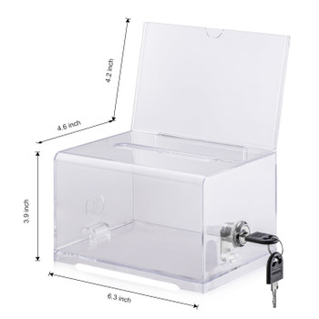 Clear Suggestion/Business/Card Drawing Box with Sign and Lock (Case Pack)