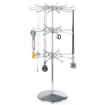 Polmart Countertop Heavy Duty Adjustable Three Tier Spinner Display Stand, Silver