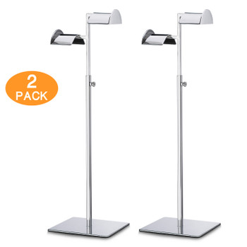 Countertop Adjustable Double Arm Handbag Purse Display Stand with Crescent Handles - Silver (2 - Pack)