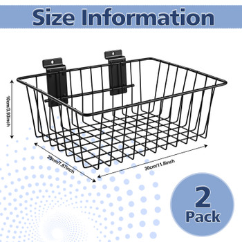 Heavy Duty Slatwall Basket, Black - 2 Pack