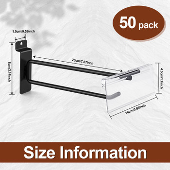 Heavy Duty Slatwall Panel Double-Bar Hooks, Black - 50 Pack