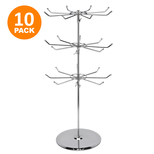 Countertop Medium Duty Adjustable Three Tier Spinner Display Stand, Silver