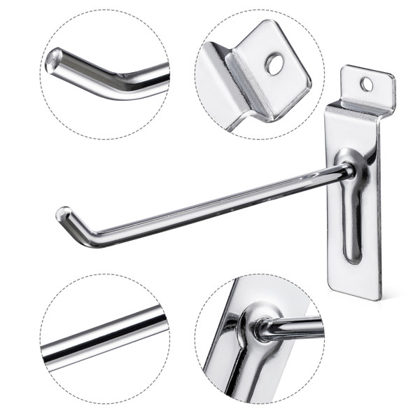 Heavy Duty Slatwall Panel Hooks, Silver