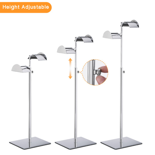 Countertop Adjustable Double Arm Handbag & Purse Display Stand with Crescent Handles – Silver CM313