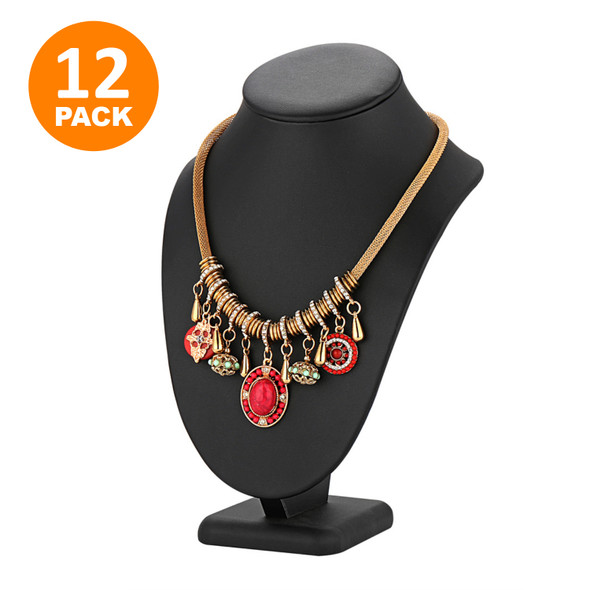 PBL-L Necklace Bust, Black Leatherette (12-Pack)