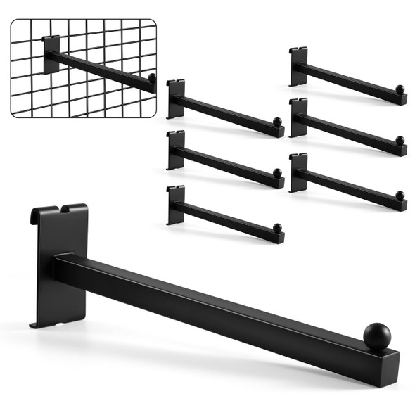 12" Ball-End Heavy Duty Gridwall Panel Hook, Black – 8 Pack CE09BL-12