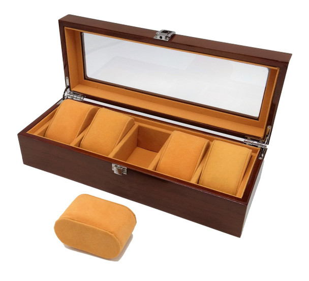 Premium Wood Watch Case (5 Slot) Display and Storage Organization Series (Pack 12)