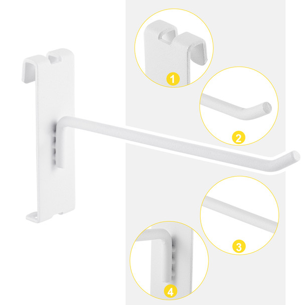 Heavy Duty Gridwall Panel Hooks, White - 96 Pack