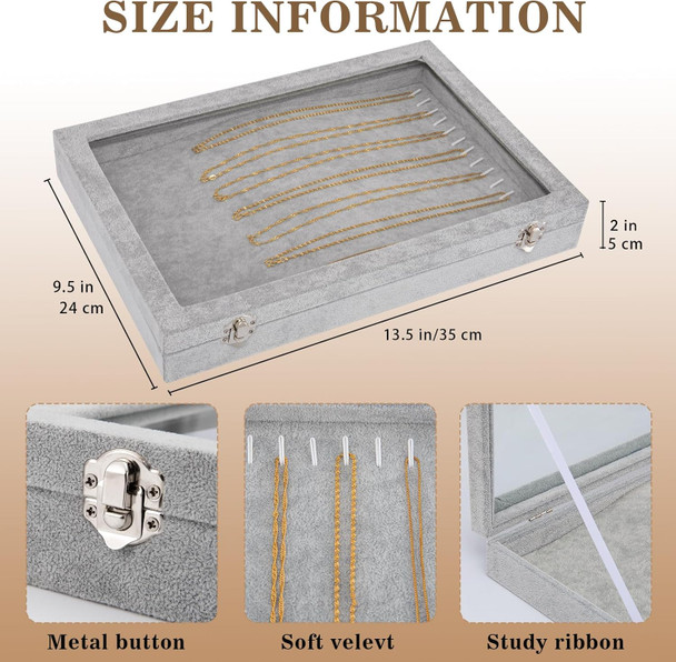 Jewelry Case, Gray Velvet (12 Pack) TZ22-G