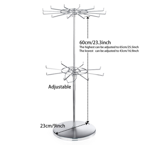 Countertop Heavy Duty Adjustable Two Tier Spinner Display Stand, Silver CE201