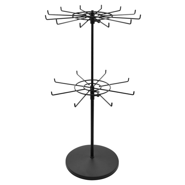 Countertop Heavy Duty Adjustable Two Tier Spinner Display Stand, Black CE201BL