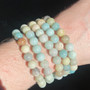 Multiple Amazonite Bracelets on a Wrist