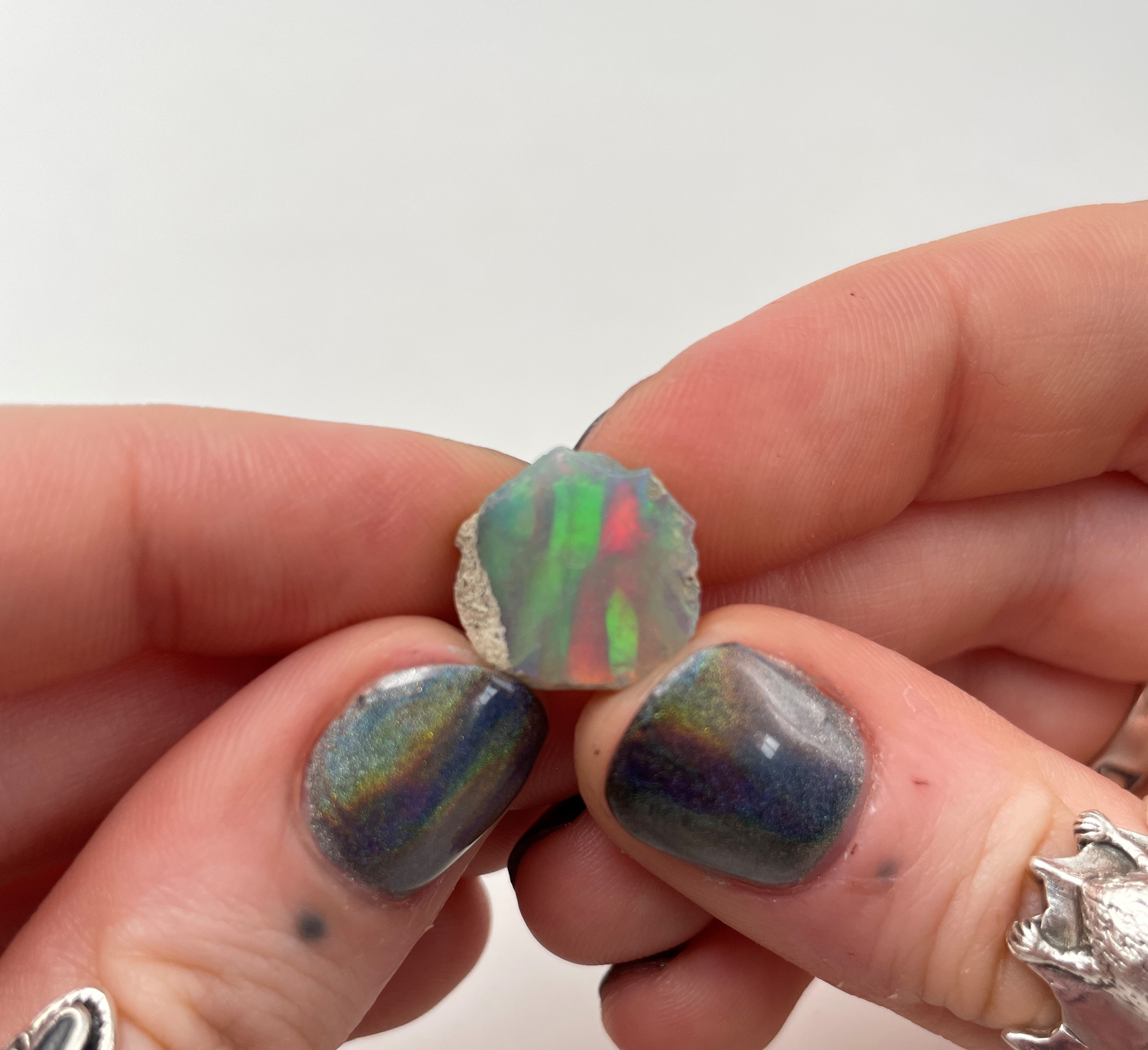 Raw Opal Tie Tack, Ethiopian Welo Opal Tie Pin. Precious Opal