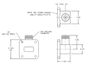 Product image for Waveguide Adapter WR75 to N-Connector (Right Angle)