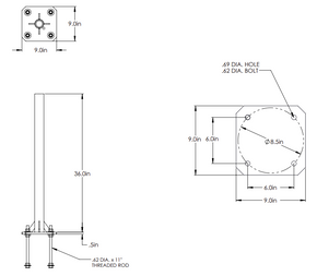Product image for Kingpost 2.88'' OD, 3' long