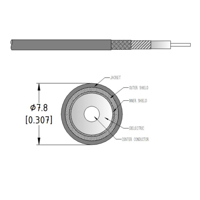 Product image for High Performance Phase Stable Flexible Cable 12 - 18 GHz - N Straight Male Connector