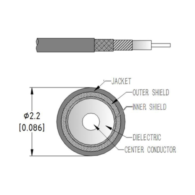 Product image for High Performance Phase Stable Flexible Cable 18 - 67 GHz - 2.92mm Straight Male Connector