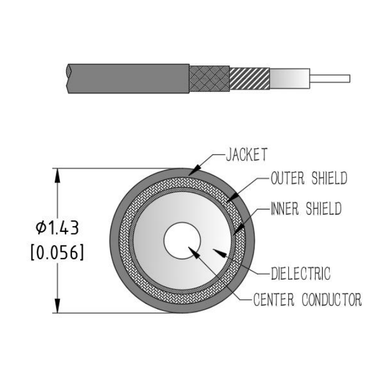 Product image for High Performance Phase Stable Flexible Cable 26.5 - 110 GHz - 2.92mm Straight Male Connector