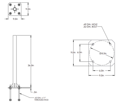 Product image for Kingpost 2.88'' OD, 3' long