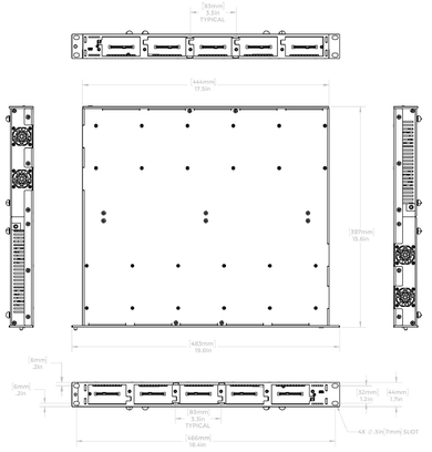 Product image for 19 inch 1RU Chassis, 10-slot, Fan cooled