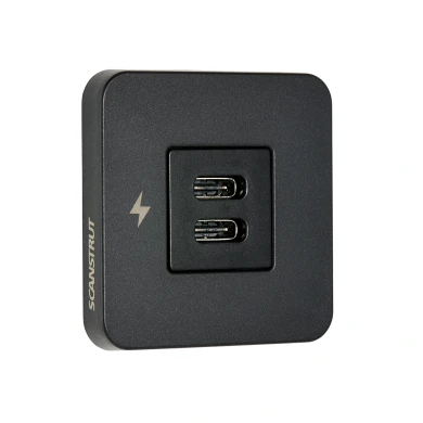 Scanstrut SC-TILE-20 TILE - USB-C / USB-C Interiors Charging Socket 12/24V - Black Bezel