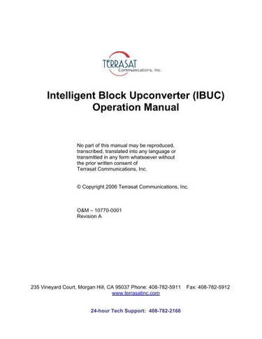 Terrasat Intelligent Block Upconverter (IBUC) - Operation Manual