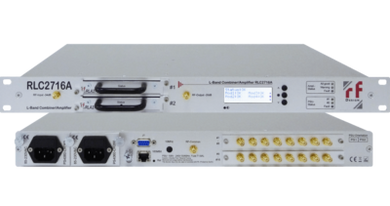 RF-DesignRLC2708A / RLC2716A 1+1 redundant L-Band Line Amplifiers with internal 8:1 and 16:1 Combiner