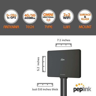Peplink Slim 22G 2x2 MIMO Adhesive Mount Antenna