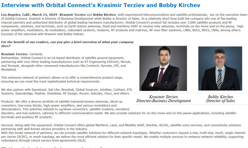 Interview  with Orbital Connect for Satellite Markets and Research Magazine 