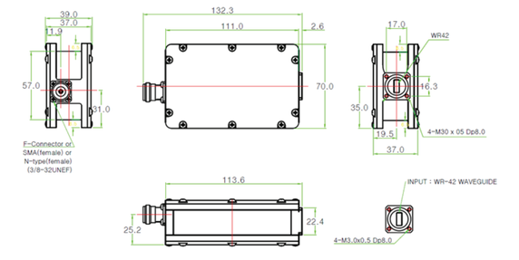 Product image for 9000XT-3 Triple-Band Ka-Band EXT REF LNB