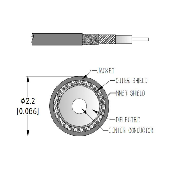 Product image for High Performance Phase Stable Flexible Cable 18 - 67 GHz - 2.4mm Straight Male Connector