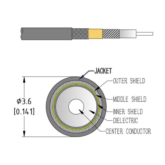 Product image for High Performance Phase Stable Flexible Cable 26.5 - 50 GHz - 3.5mm Straight Male Connector
