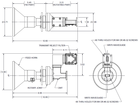 Product image for Ku-Band feed Assembly w/ OMT and TRF
