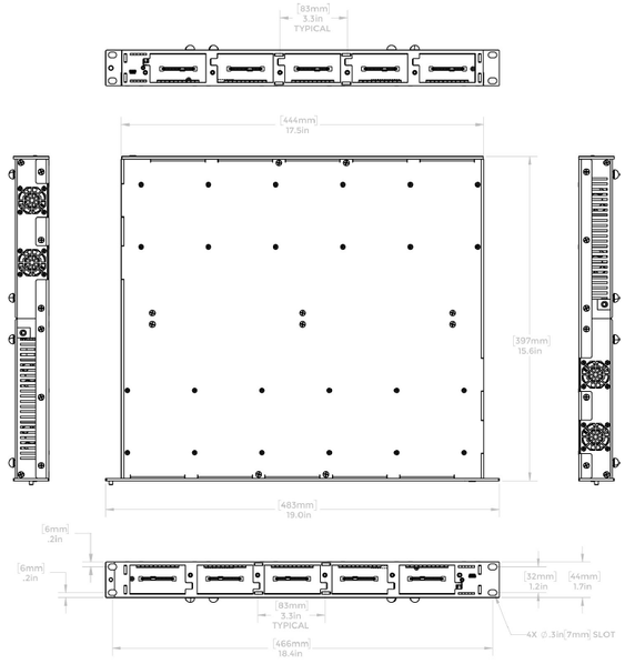 Product image for 19 inch 1RU Chassis, 10-slot, Fan cooled