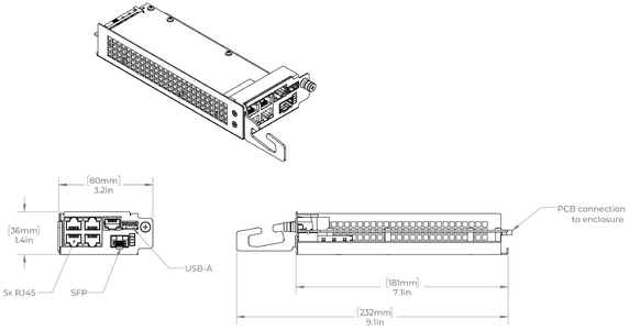 Product image for 4-port managed Ethernet switch, Chassis plug-in