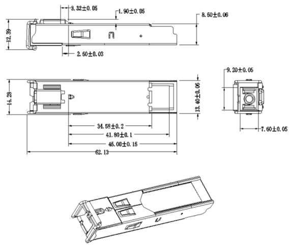 Product image for Ethernet SFP Transceiver, GbE, uOTDR, 1310 nm DFB, SC/UPC