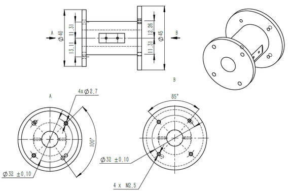 Product image for Ka-Band 4-Port Diplexer with Polarizer