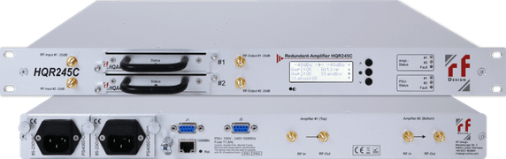 RF-Design HQR245C-FT 1+1 redundant / 2 single high precision L-Band Amplifier (gain 0 to 40dB, Step 0.2dB)