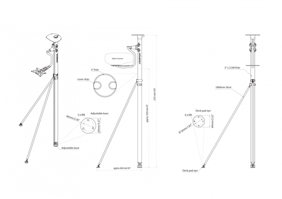 DLMP1-30F Dual self-levelling pole mount 2.5m / 8' 2" for radome and satcom