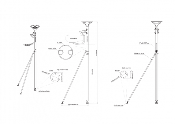 DLMP2-45 Dual self-levelling pole mount 2.5m / 8' 2" for radome and satcom